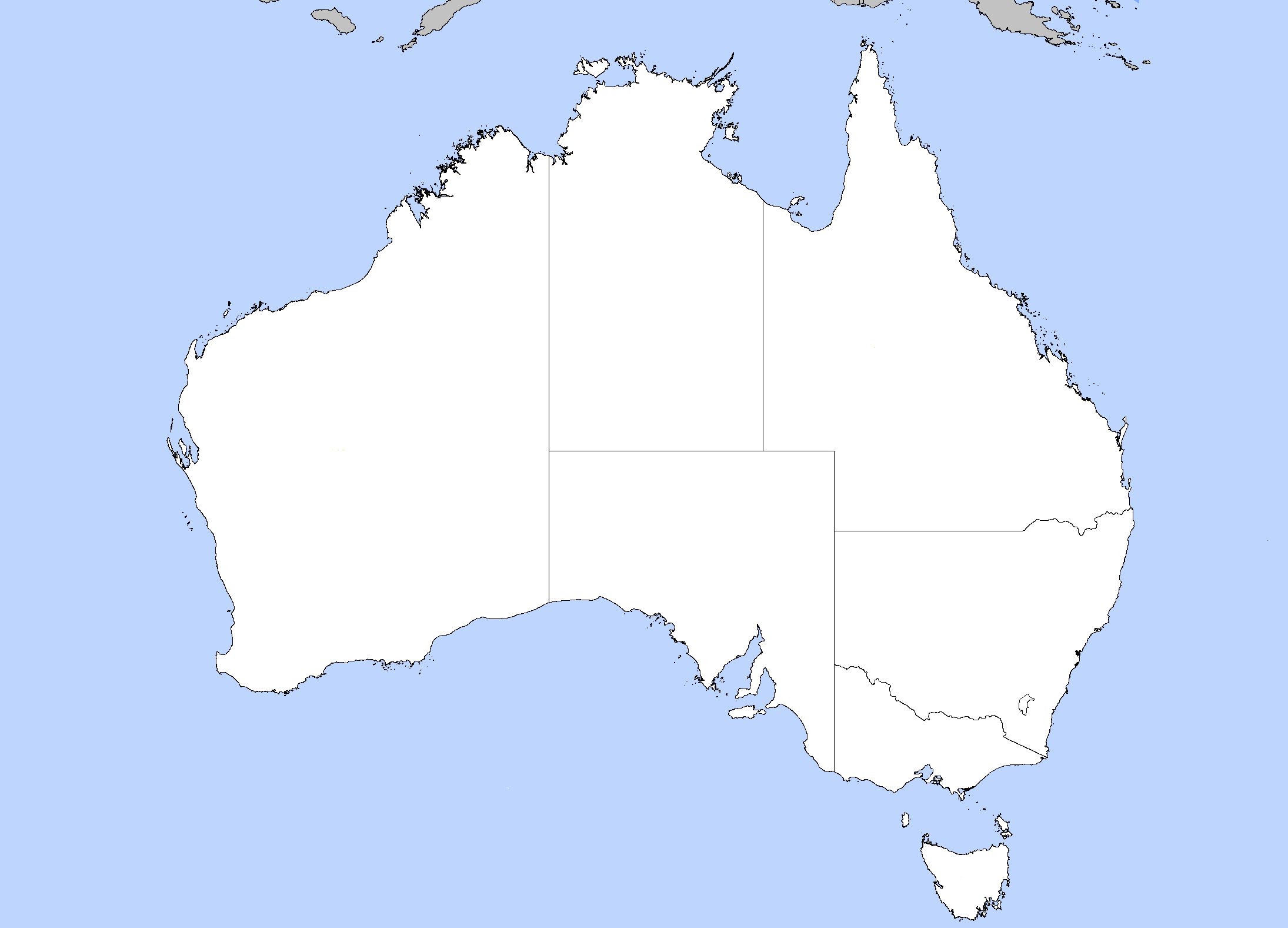 Map of Australia showing service coverage